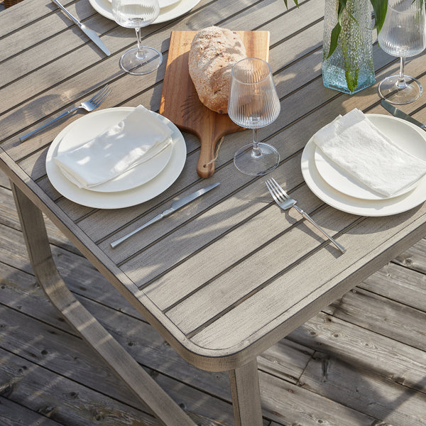 Stanford Round Wicker Outdoor 6 - Seater Rectangular Dining Set, Natural - daals