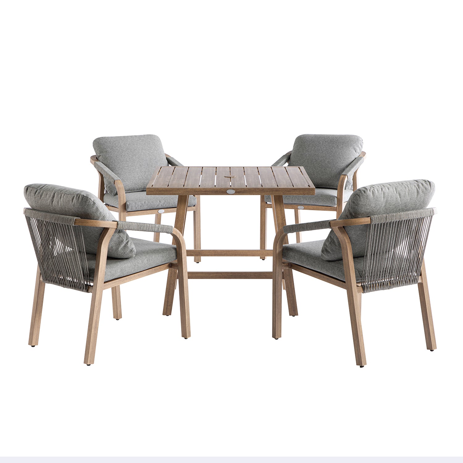 Manresa Rope 4-Seater Square Dining Set, Natural and Grey