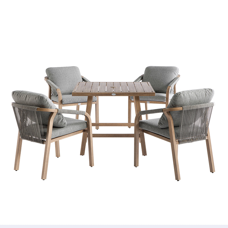Manresa Rope 4 - Seater Square Dining Set, Natural and Grey - daals