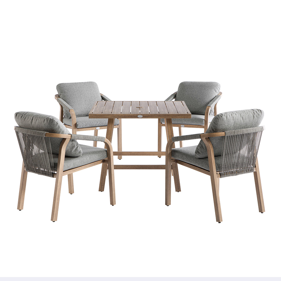 Manresa Rope 4-Seater Square Dining Set, Natural and Grey