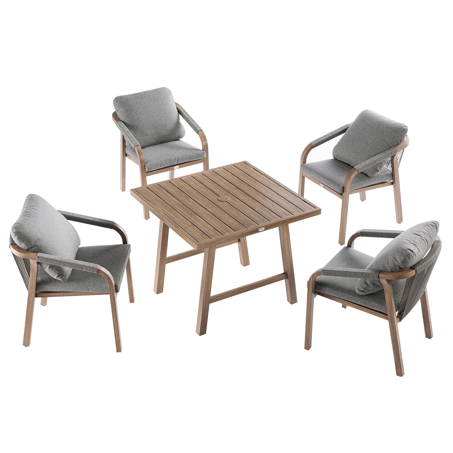 Manresa Rope 4-Seater Square Dining Set, Natural and Grey