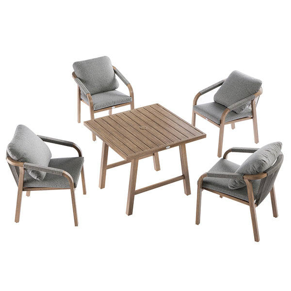 Manresa Rope 4 - Seater Square Dining Set, Natural and Grey - daals