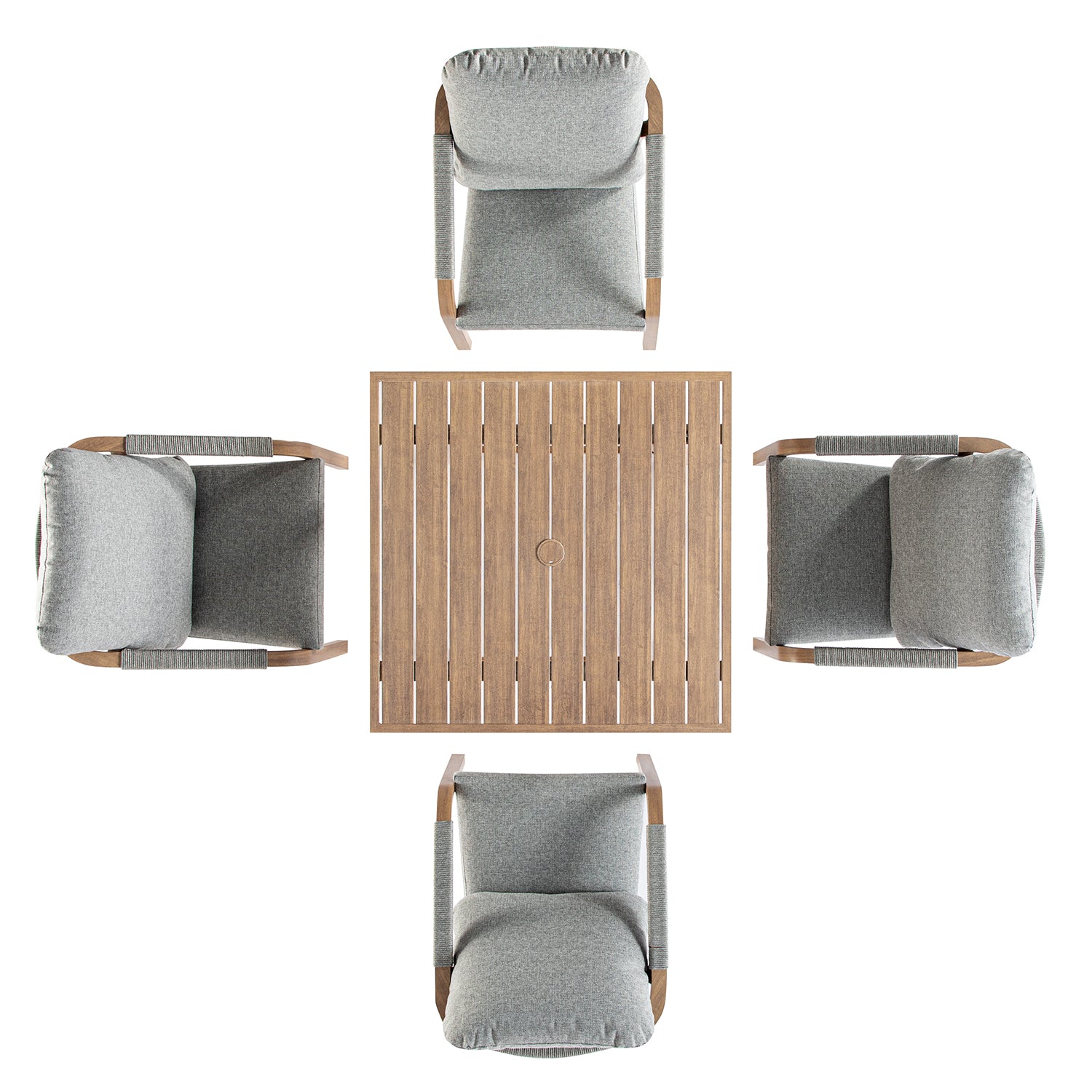Manresa Rope 4-Seater Square Dining Set, Natural and Grey