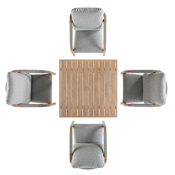 Manresa Rope 4 - Seater Square Dining Set, Natural and Grey - daals