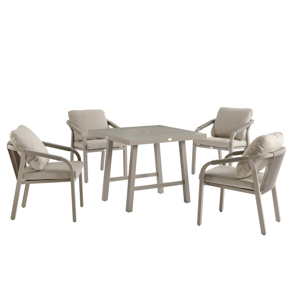 Manresa Rope 4-Seater Square Dining Set, Taupe and Beige