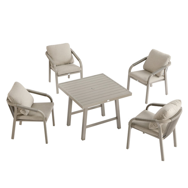 Manresa Rope 4-Seater Square Dining Set, Taupe and Beige