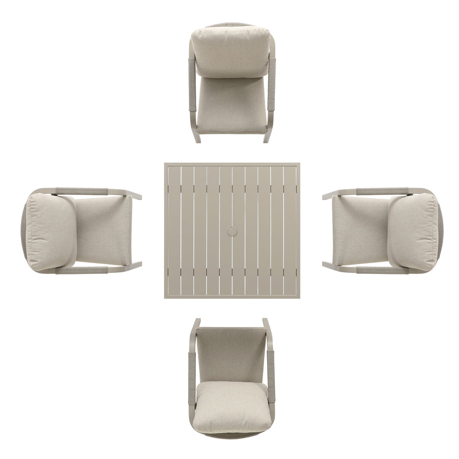 Manresa Rope 4-Seater Square Dining Set, Taupe and Beige