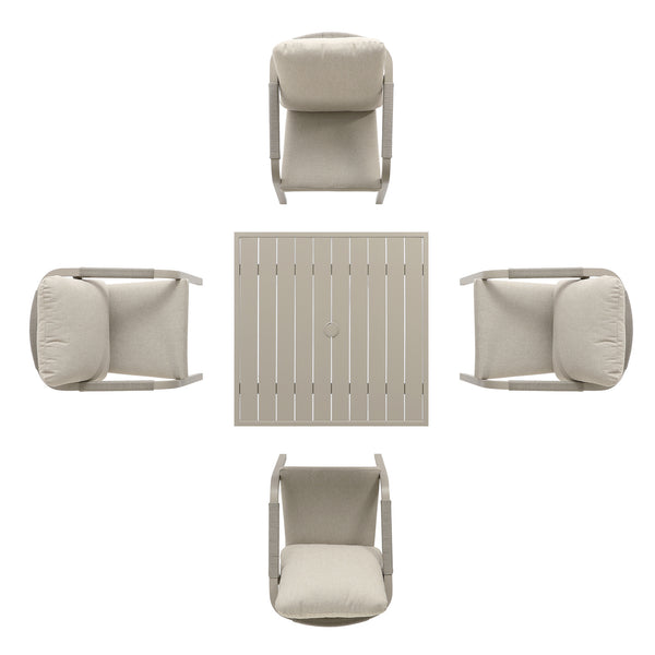 Manresa Rope 4-Seater Square Dining Set, Taupe and Beige