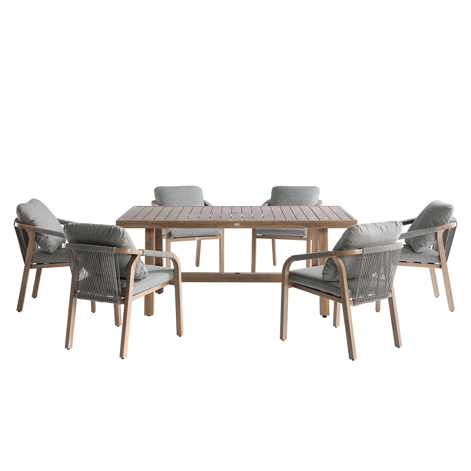 Manresa Rope 6-Seater Rectangular Dining Set, Natural and Grey