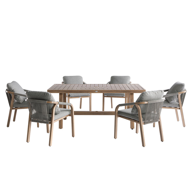 Manresa Rope 6 - Seater Rectangular Dining Set, Natural and Grey - daals