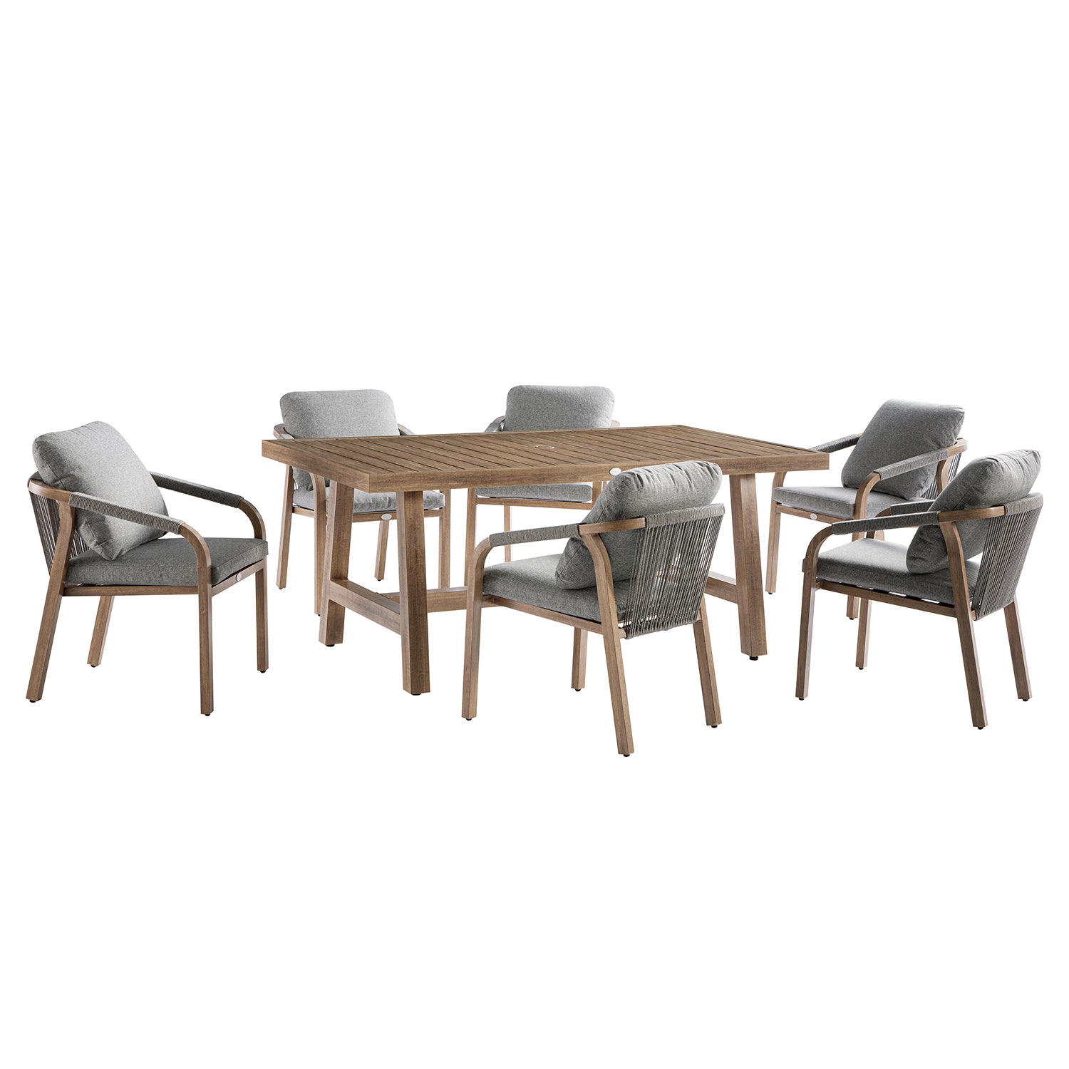 Manresa Rope 6-Seater Rectangular Dining Set, Natural and Grey