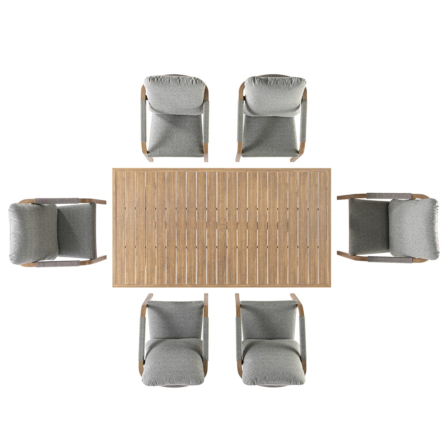 Manresa Rope 6-Seater Rectangular Dining Set, Natural and Grey