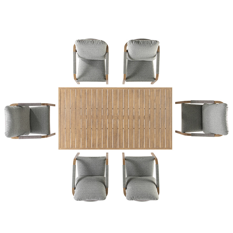 Manresa Rope 6-Seater Rectangular Dining Set, Natural and Grey