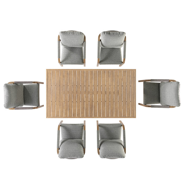 Manresa Rope 6 - Seater Rectangular Dining Set, Natural and Grey - daals