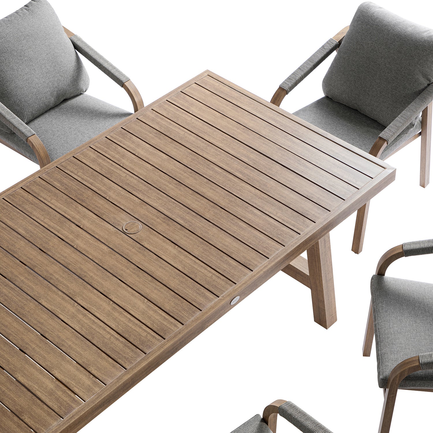Manresa Rope 6-Seater Rectangular Dining Set, Natural and Grey
