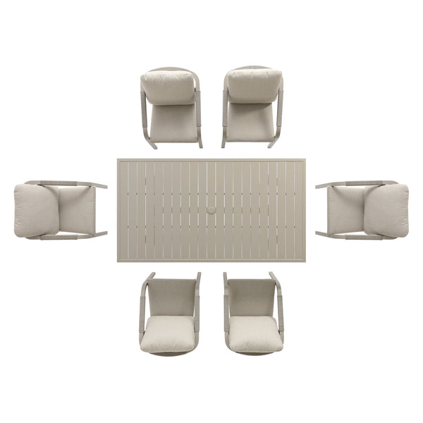 Manresa Rope 6-Seater Rectangular Dining Set, Taupe and Beige