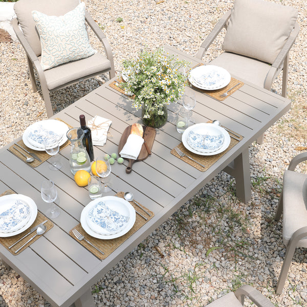 Manresa Rope 6-Seater Rectangular Dining Set, Taupe and Beige