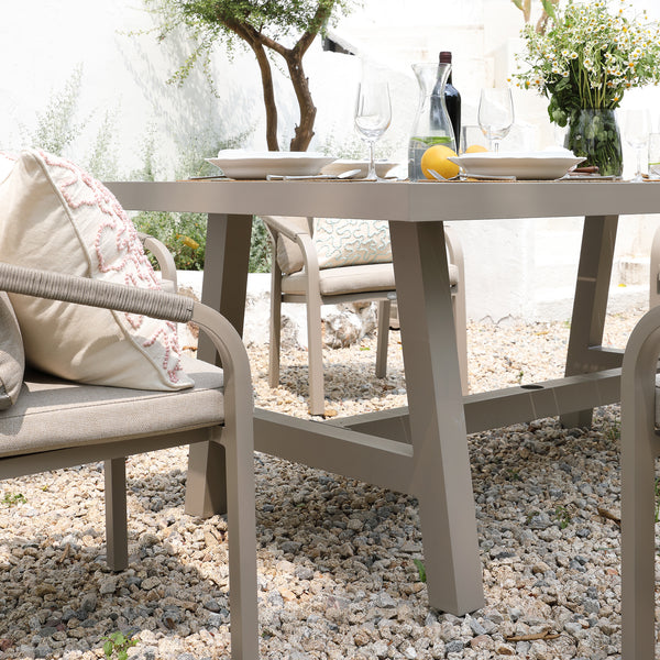 Manresa Rope 6-Seater Rectangular Dining Set, Taupe and Beige