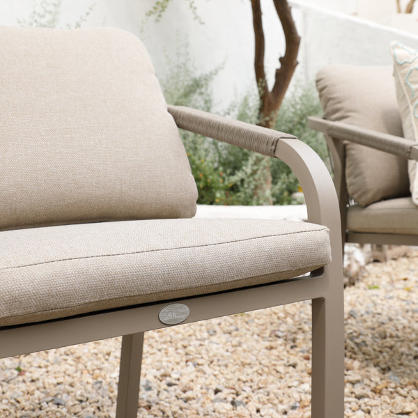 Manresa Rope 6-Seater Rectangular Dining Set, Taupe and Beige