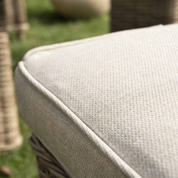 Hampshire Large Corner Round Wicker Rattan Casual Dining Set with Rising Firepit Table, Natural