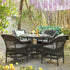 Willowbrook Lattice Weave Rattan 4 - Seater Round Dining Set, Dark Grey - daals