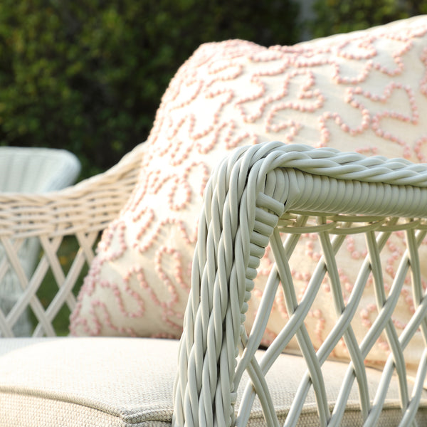 Willowbrook Lattice Weave Rattan 4-Seater Round Dining Set, White