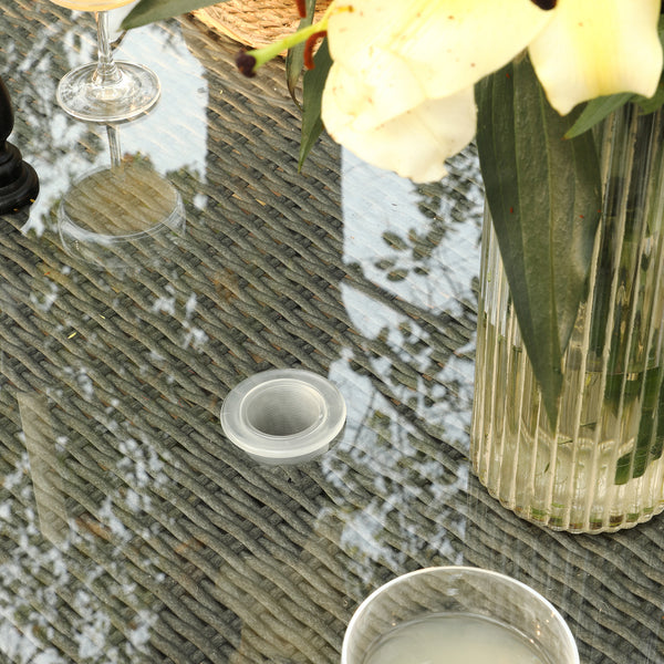 Willowbrook Lattice Weave Rattan 6-Seater Round Dining Set, Dark Grey