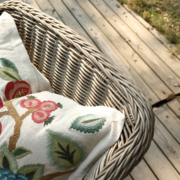 Willowbrook Lattice Weave Rattan 6-Seater Round Dining Set, Natural