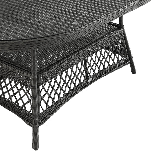 Willowbrook Lattice Weave Rattan 6-Seater Oval Dining Set, Dark Grey