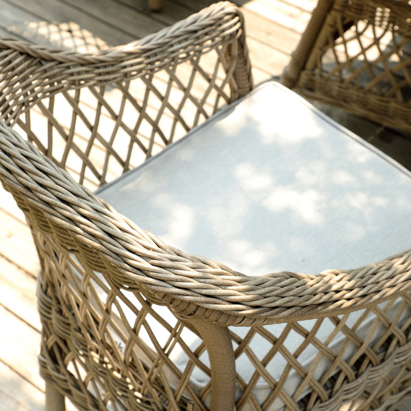 Willowbrook Lattice Weave Rattan 6-Seater Oval Dining Set, Natural