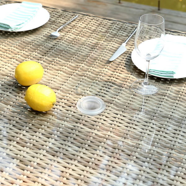 Willowbrook Lattice Weave Rattan 6-Seater Oval Dining Set, Natural