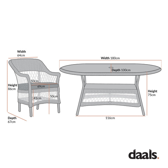 Willowbrook Lattice Weave Rattan 6-Seater Oval Dining Set, White