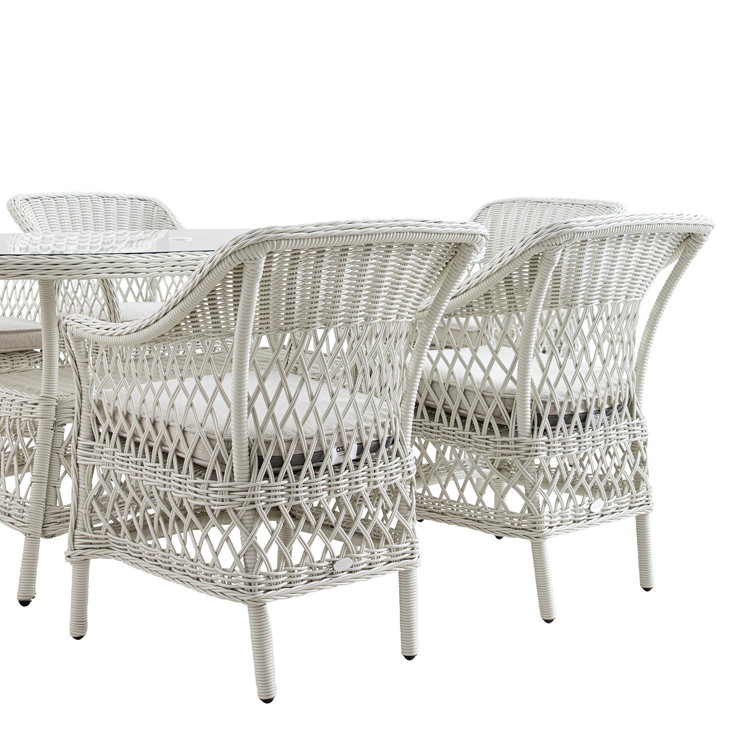 Willowbrook Lattice Weave Rattan 6-Seater Oval Dining Set, White