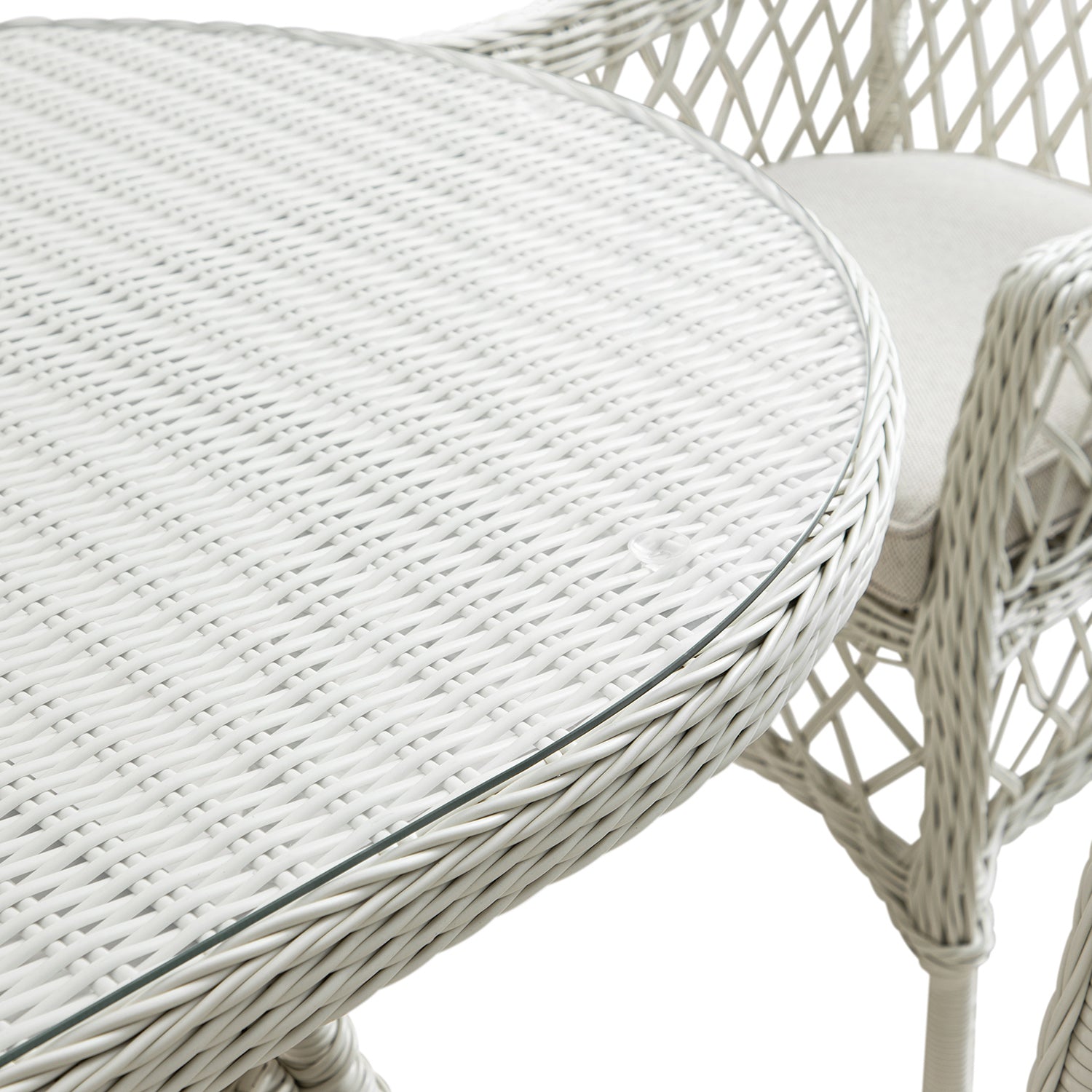 Willowbrook Lattice Weave Rattan 6-Seater Oval Dining Set, White