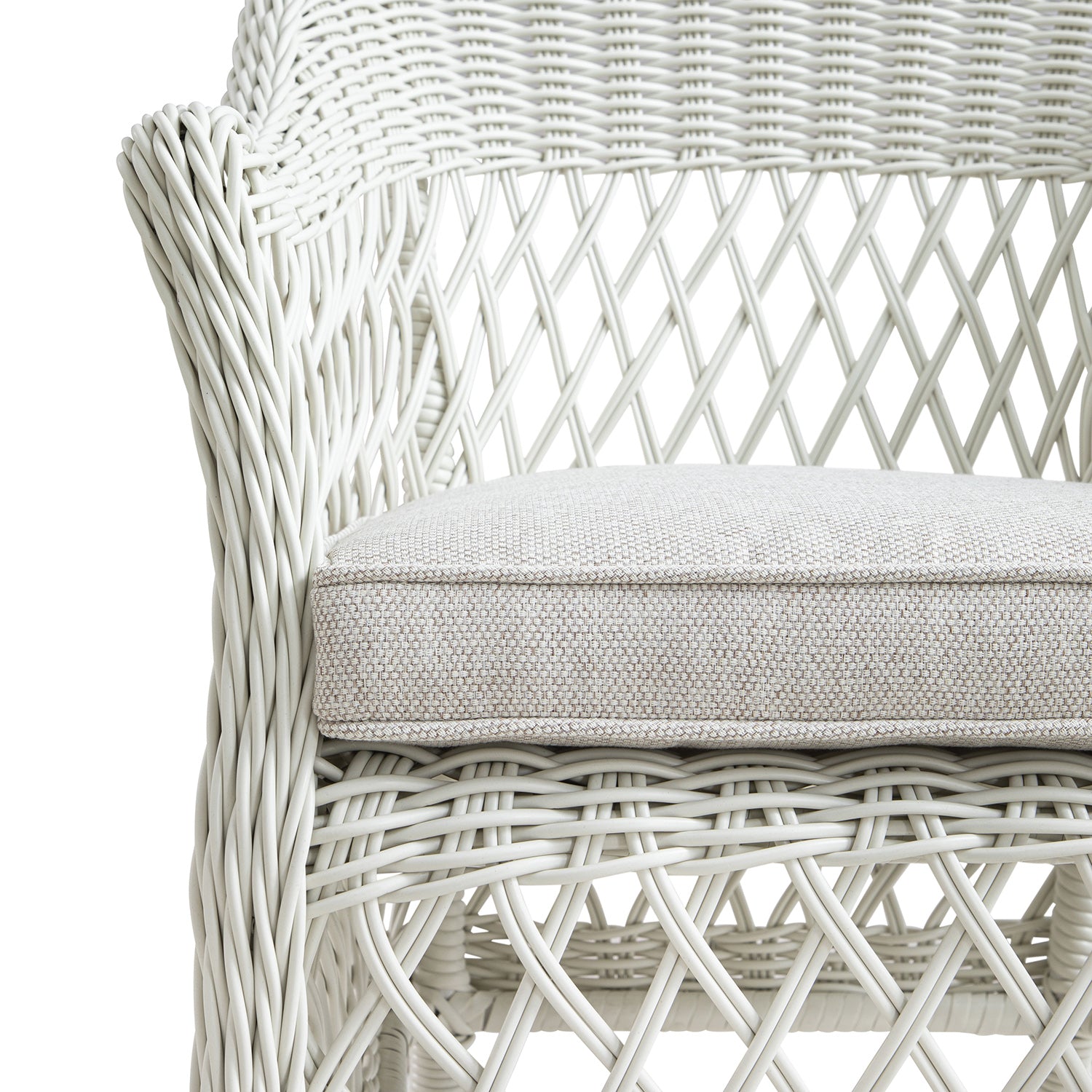 Willowbrook Lattice Weave Rattan 6-Seater Oval Dining Set, White