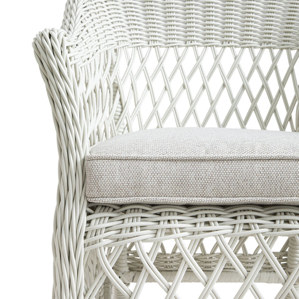 Willowbrook Lattice Weave Rattan 6 - Seater Oval Dining Set, White - daals