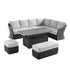 Positano Wide Rope Large Corner Casual Dining Set | Rising Table, Grey - daals