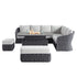 Positano Wide Rope Large Corner Casual Dining Set | Firepit Table, Grey - daals