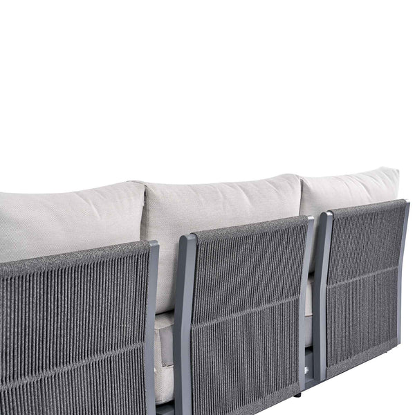 Pedra Rope and Aluminium Large Corner Casual Dining Set with Rising Table, Grey