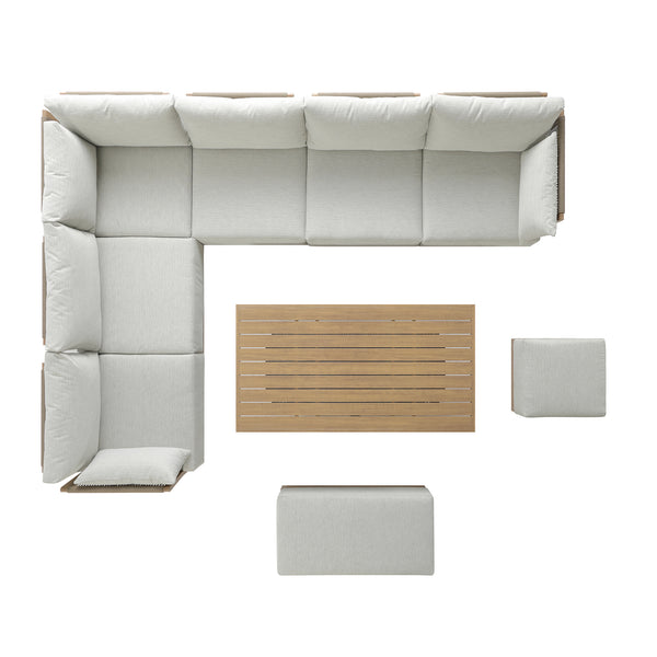 Pedra Rope and Aluminium Large Corner Casual Dining Set with Rising Table, Natural