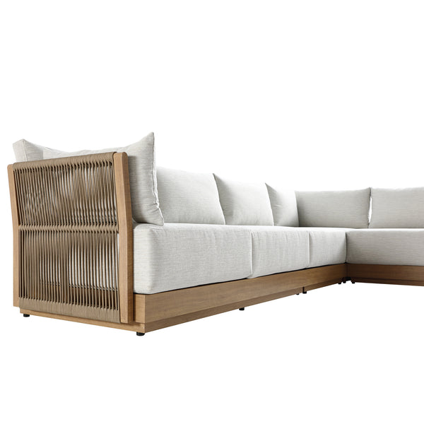 Pedra Rope and Aluminium Large Corner Casual Dining Set with Rising Table, Natural