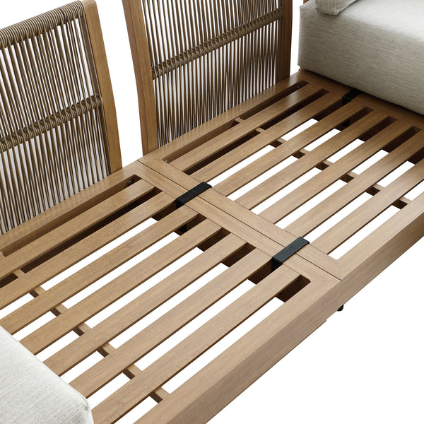 Pedra Rope and Aluminium Large Corner Casual Dining Set with Rising Table, Natural