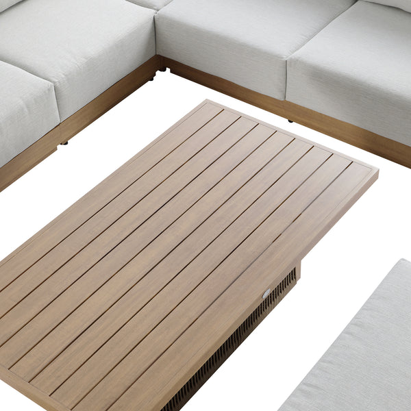 Pedra Rope and Aluminium Large Corner Casual Dining Set with Rising Table, Natural