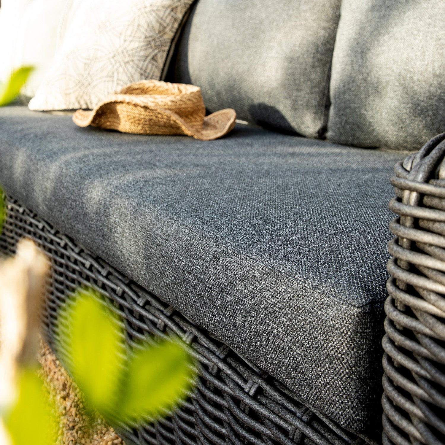 Bellagio Round Wicker Large Corner Casual Dining Set with Rising Table, Dark Grey
