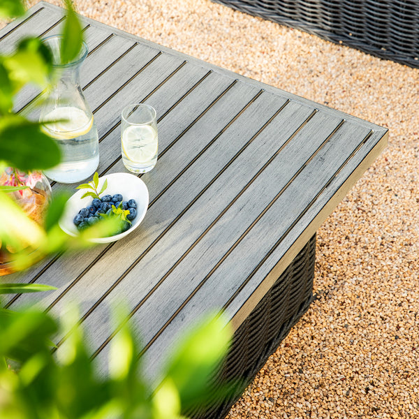 Bellagio Round Wicker Large Corner Casual Dining Set with Rising Table, Dark Grey