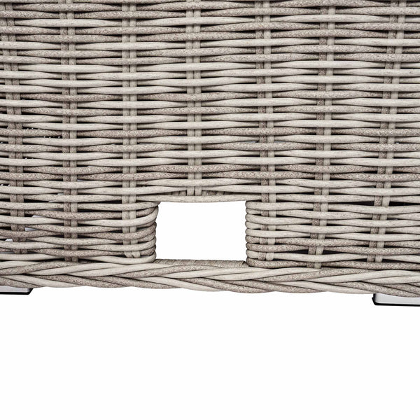 Bellagio Round Wicker Large Corner Casual Dining Set with Rising Table, Light Grey