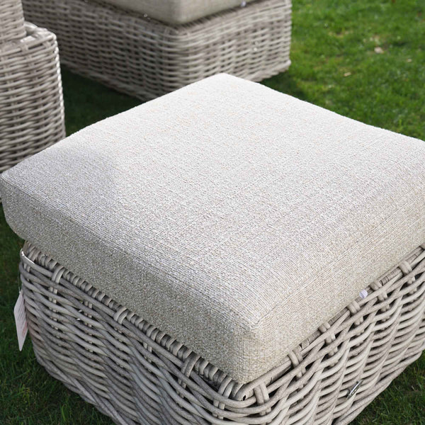 Bellagio Round Wicker Large Corner Casual Dining Set with Rising Table, Light Grey