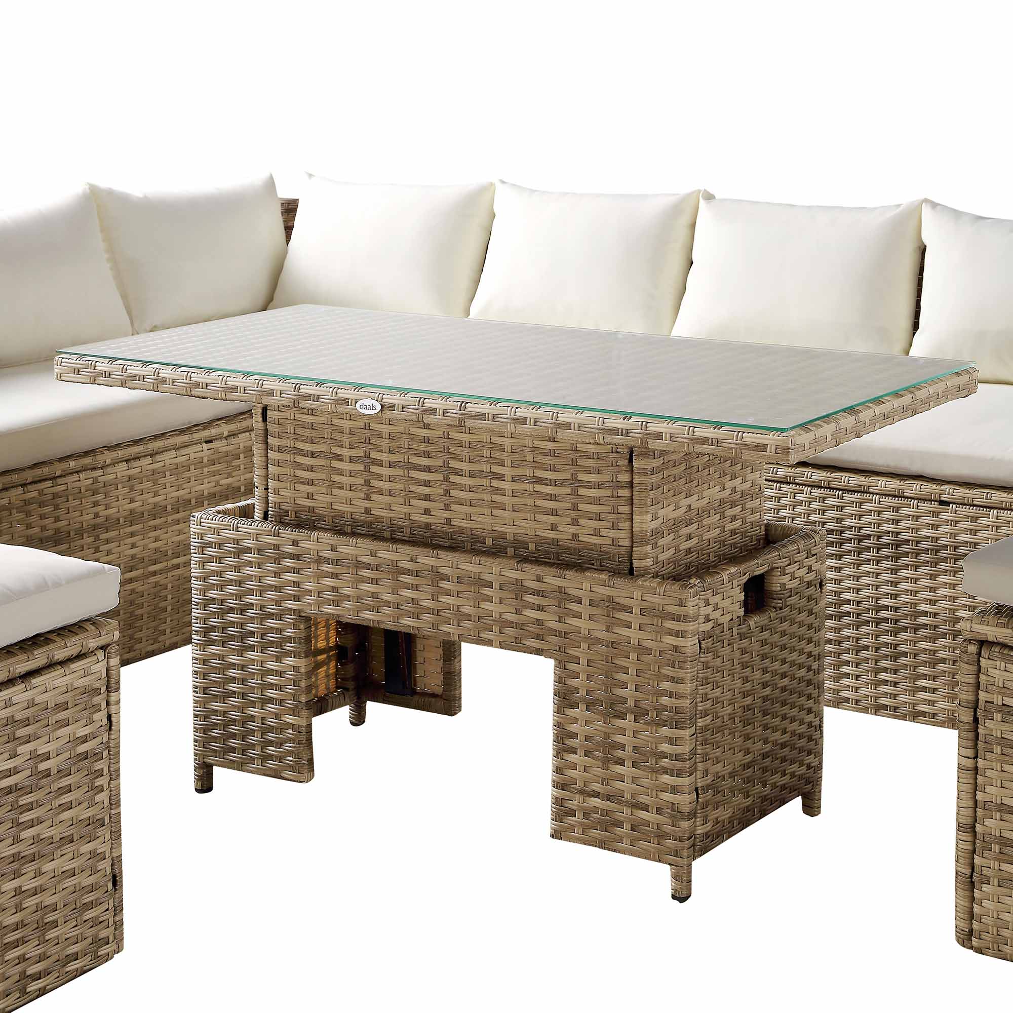 Rattan Rising Table Granchester Rattan Rectangular Corner Dining Sofa Set with Rising Tabl ...