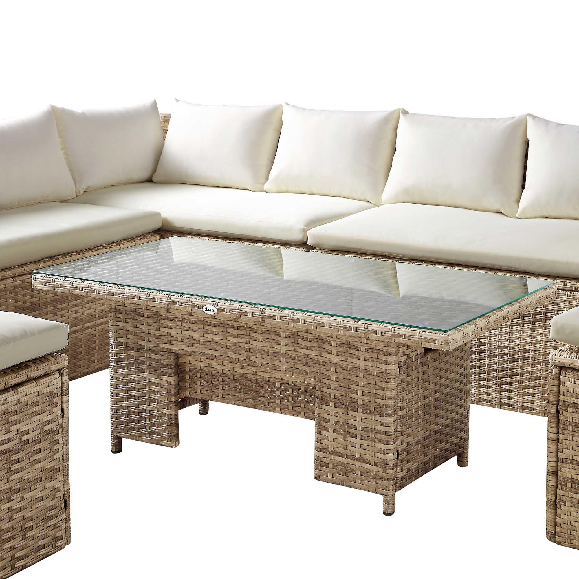 Moda Rising Table Granchester Rattan Rectangular Corner Dining Sofa Set with Rising Table ...