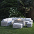 Bellagio Round Wicker Large Corner Casual Dining Set with Rising Firepit Table, Light Grey - daals